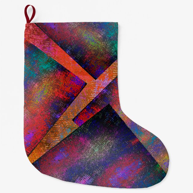 Layer of irregularly arranged rustic images large christmas stocking (Front)