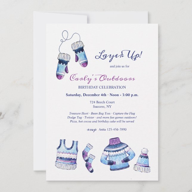 Layer Up For Outdoor Play Birthday Party Invitation (Front)