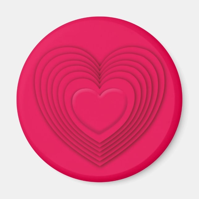 Layered 3-d hearts - rose red magnet (Front)