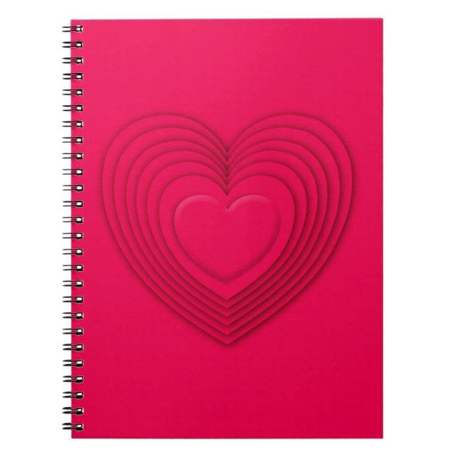 Layered 3-d hearts - rose red notebook (Front)