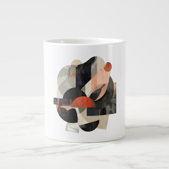 Layered Abstract Shape Collage Print Giant Coffee Mug (Front)