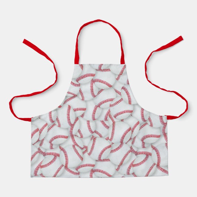 Layered Baseballs Pattern Apron (Front)