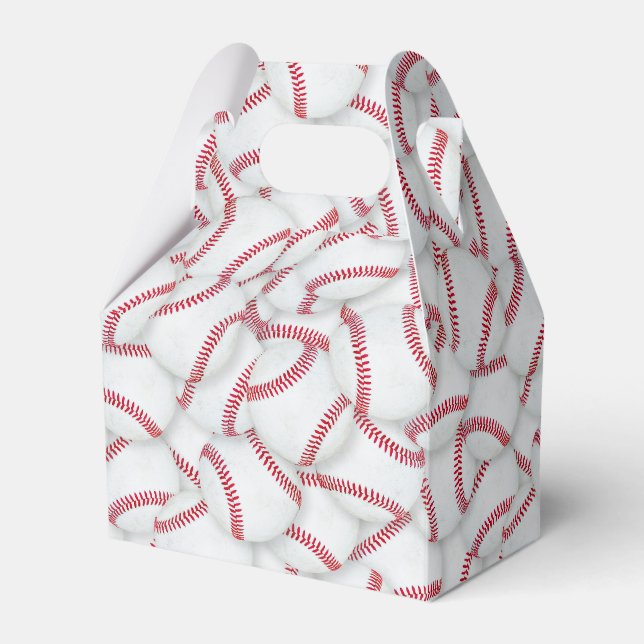 Layered Baseballs Pattern Birthday Favor Boxes (Front Side)