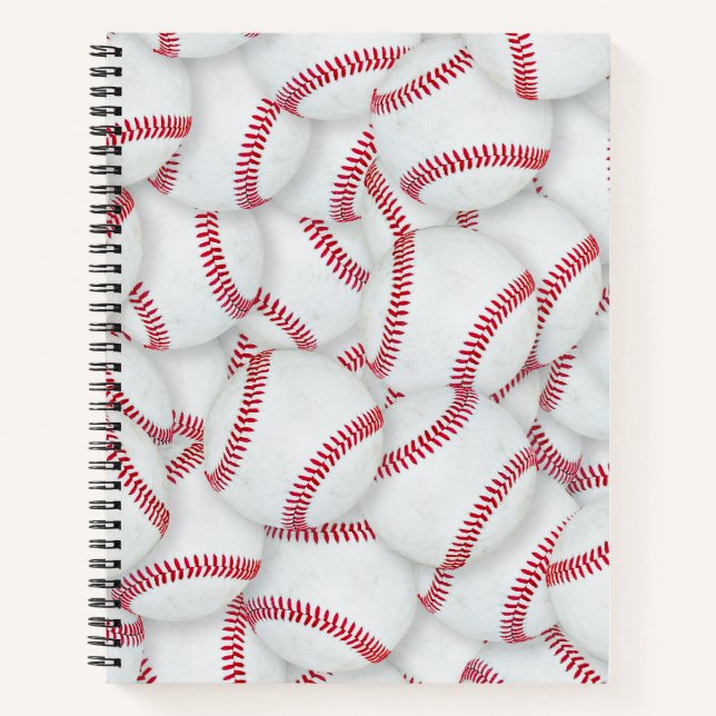 Layered Baseballs Pattern Notebook (Front)