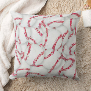 Layered Baseballs Pattern Throw Pillow