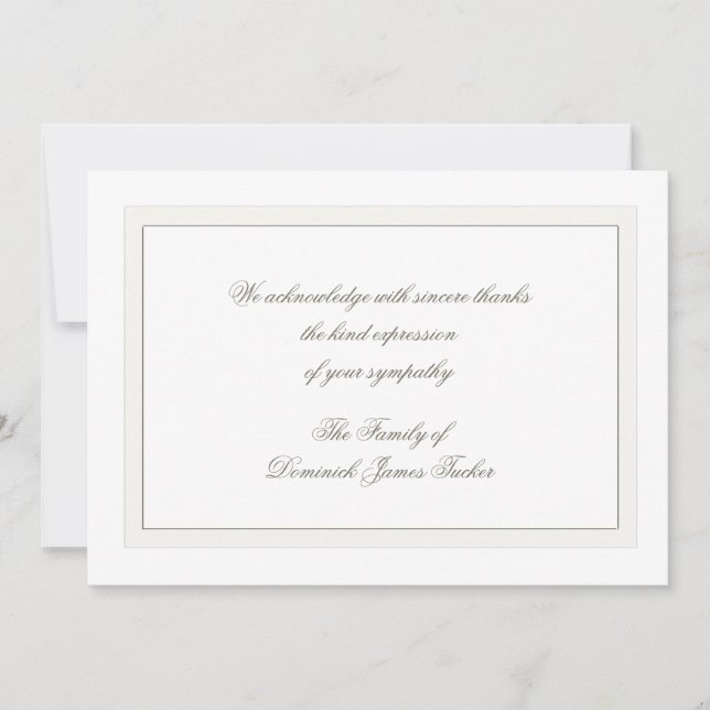 Layered Bereavement White Thank You Notecard (Front)