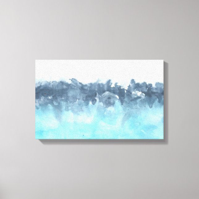 Layered Blues Abstract Painting Canvas Print (Front)