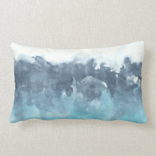 Layered Blues Abstract Painting Lumbar Pillow