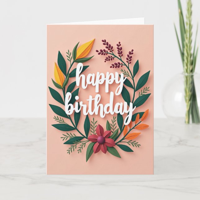 Layered Botanical Birthday Card (Front)