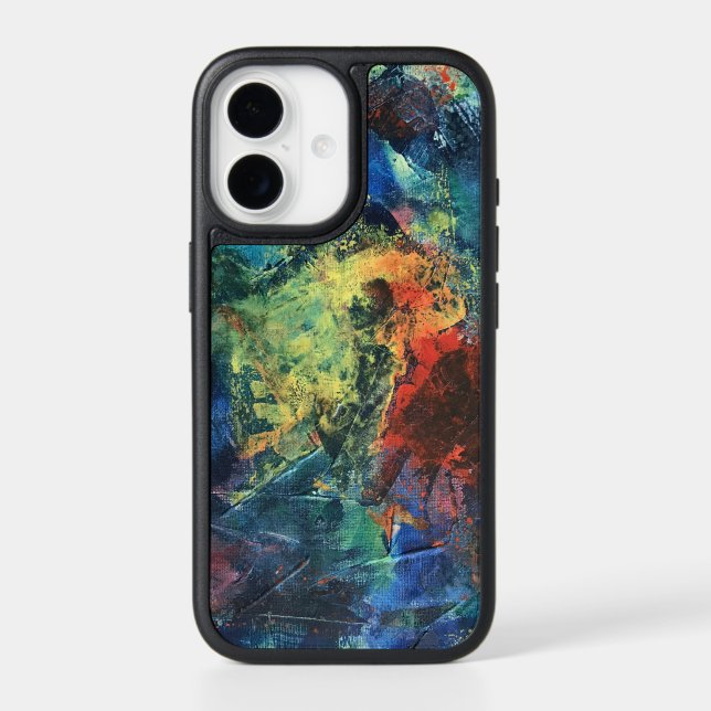 Layered Brushstrokes-Rustic Hand Painted Abstract  Otterbox iPhone Case (Back)