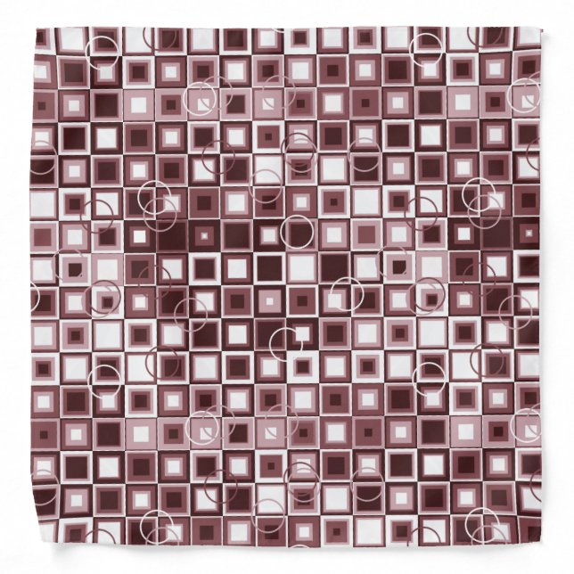 Layered Burgundy and Pink Square Pattern Bandana (Front)