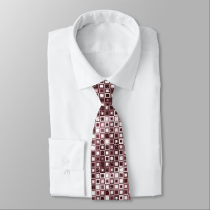Layered Burgundy and Pink Square Pattern Neck Tie