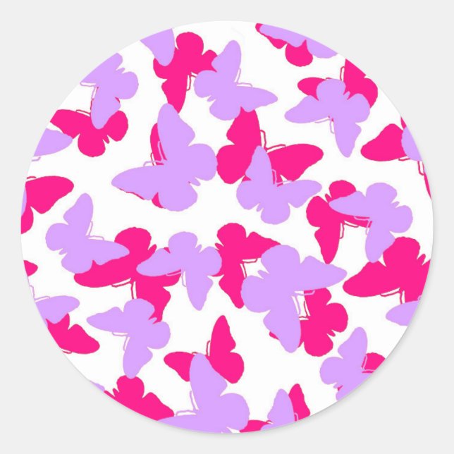 Layered Butterflies Classic Round Sticker (Front)