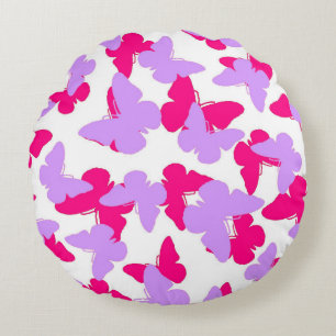 Layered Butterflies Round Pillow