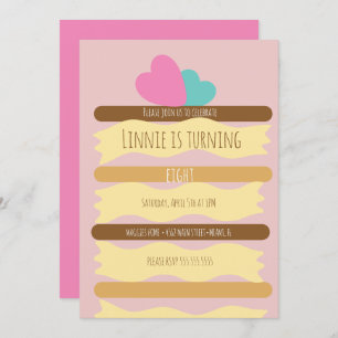 Layered Cake Slice Birthday Party Invitation