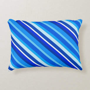 Layered candy stripes - cobalt and pale blue accent pillow