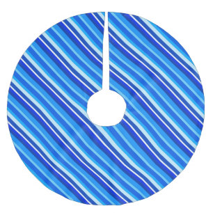 Layered candy stripes - cobalt and pale blue brushed polyester tree skirt