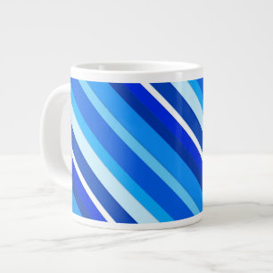 Layered candy stripes - cobalt and pale blue giant coffee mug