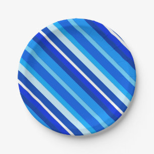 Layered candy stripes - cobalt and pale blue paper plates