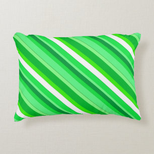 Layered candy stripes - emerald green and white accent pillow