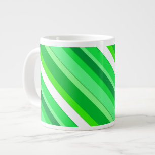 Layered candy stripes - emerald green and white giant coffee mug