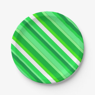 Layered candy stripes - emerald green and white paper plates