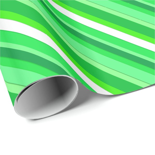 Layered candy stripes - emerald green and white wrapping paper (Roll Corner)