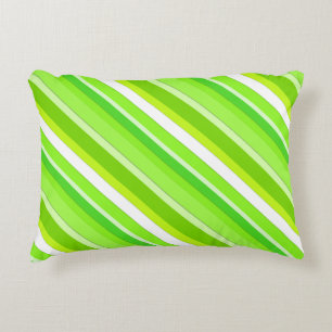 Layered candy stripes - lime green and white accent pillow