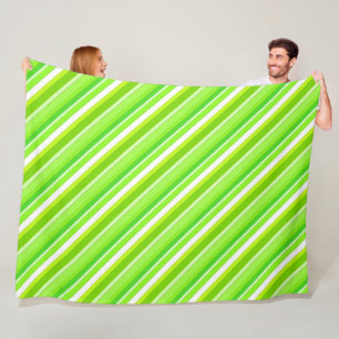 Layered candy stripes - lime green and white fleece blanket