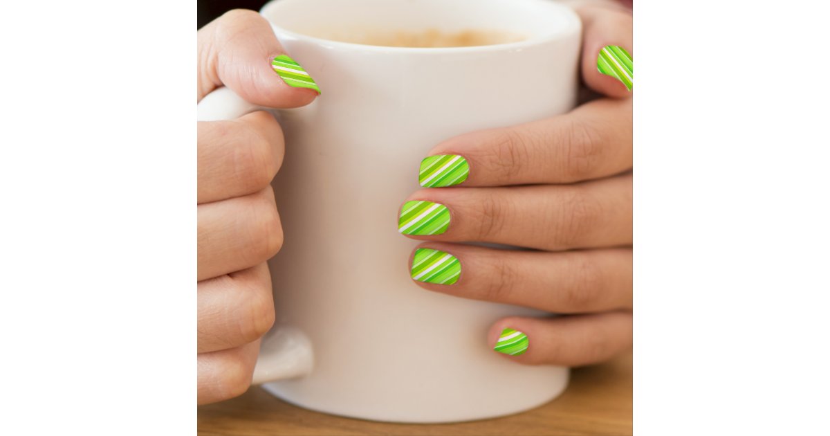 striped lime green nail designs