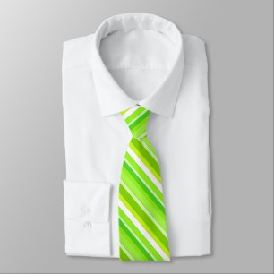 Layered candy stripes - lime green and white neck tie