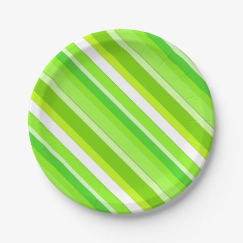 Layered candy stripes _ lime green and white paper plates