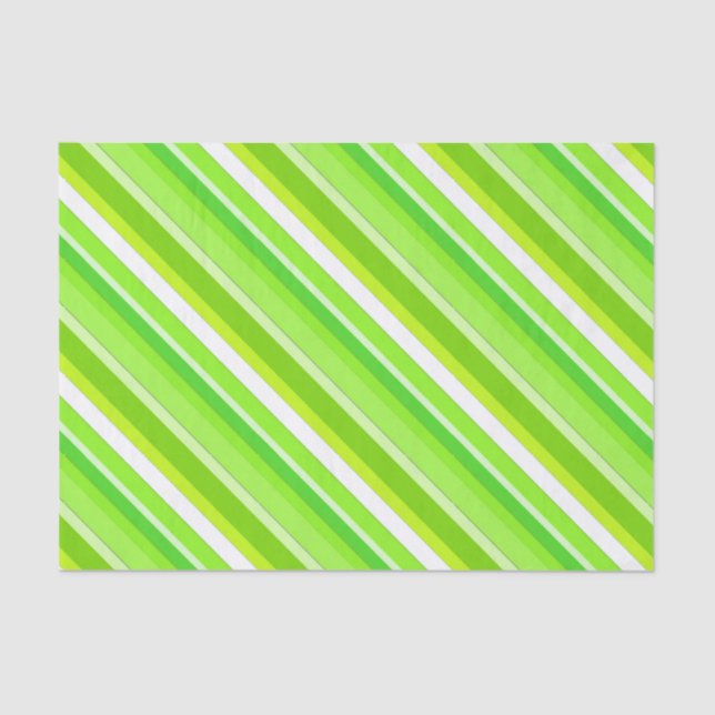 Layered candy stripes - lime green and white tissue paper (Front)