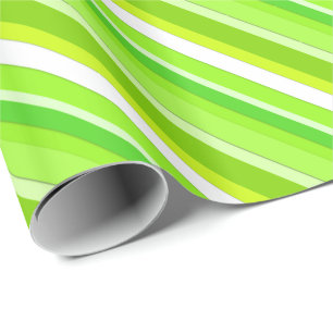 Layered candy stripes - lime green and white wrapping paper