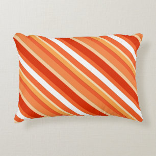 Layered candy stripes - orange and white decorative pillow