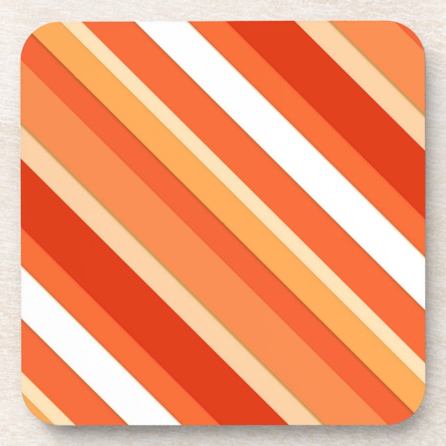 Layered candy stripes - orange and white drink coaster (Front)