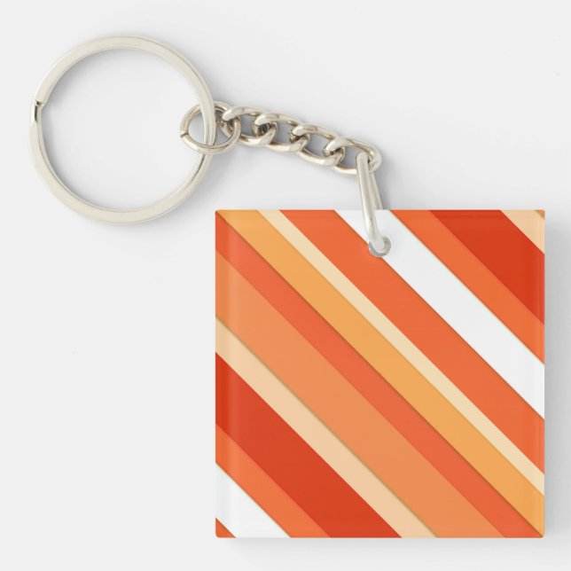 Layered candy stripes - orange and white keychain (Front)