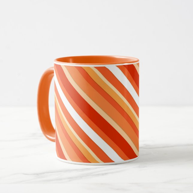 Layered candy stripes - orange and white mug (Front Left)
