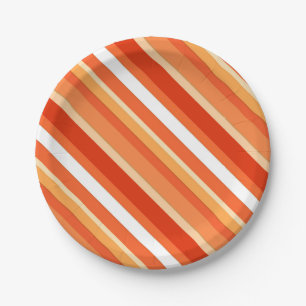 Layered candy stripes - orange and white paper plates