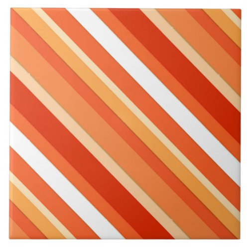Layered candy stripes _ orange and white tile