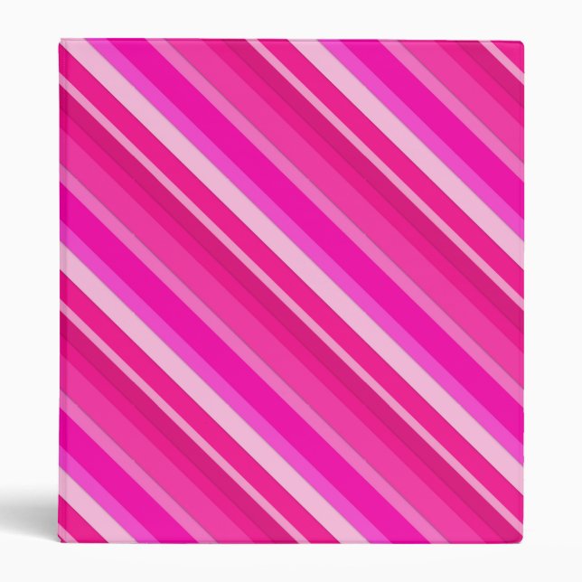 Layered candy stripes - pink and fuchsia 3 ring binder (Front)