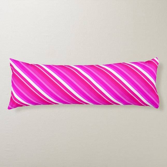 Layered candy stripes - pink and fuchsia body pillow (Front)