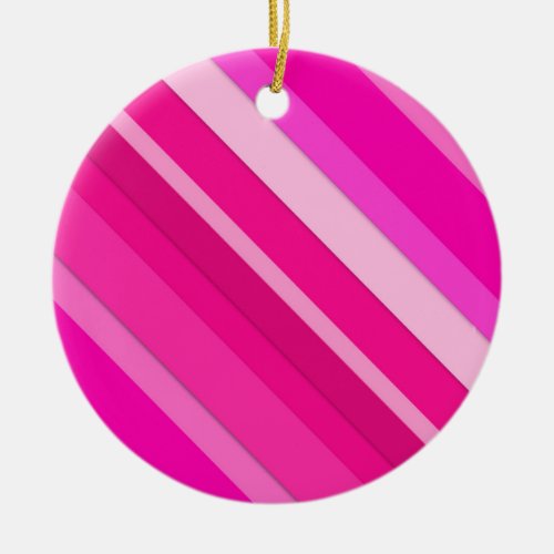 Layered candy stripes _ pink and fuchsia ceramic ornament