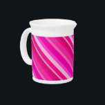 Layered candy stripes - pink and fuchsia drink pitcher<br><div class="desc">Layered,  3-d look,  diagonal stripes in multiple shades of pale ice pink to deep fuchsia pink</div>