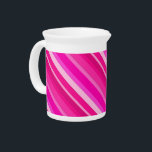Layered candy stripes - pink and fuchsia drink pitcher<br><div class="desc">Layered,  3-d look,  diagonal stripes in multiple shades of pale ice pink to deep fuchsia pink</div>