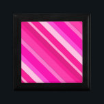 Layered candy stripes - pink and fuchsia jewelry box<br><div class="desc">Layered,  3-d look,  diagonal stripes in multiple shades of pale ice pink to deep fuchsia pink</div>
