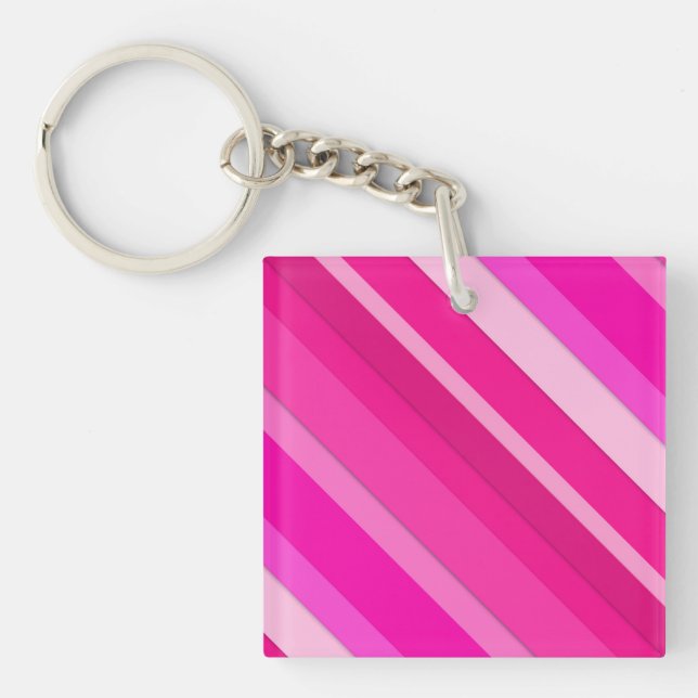 Layered candy stripes - pink and fuchsia keychain (Front)