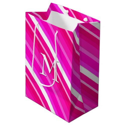 Layered candy stripes _ pink and fuchsia medium gift bag