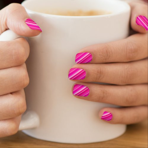 Layered candy stripes _ pink and fuchsia minx nail wraps