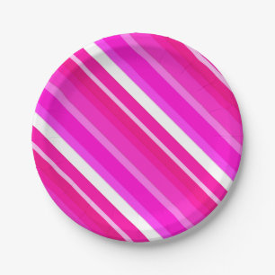 Layered candy stripes - pink and fuchsia paper plates